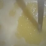 Melted butter in ghee recipe.
