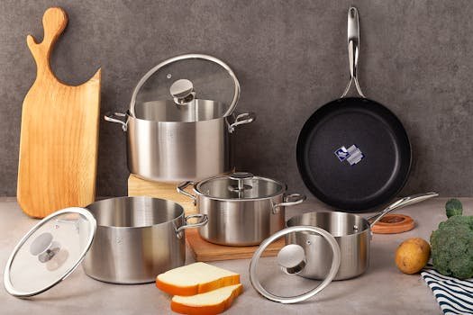 Premium stainless steel cookware set.